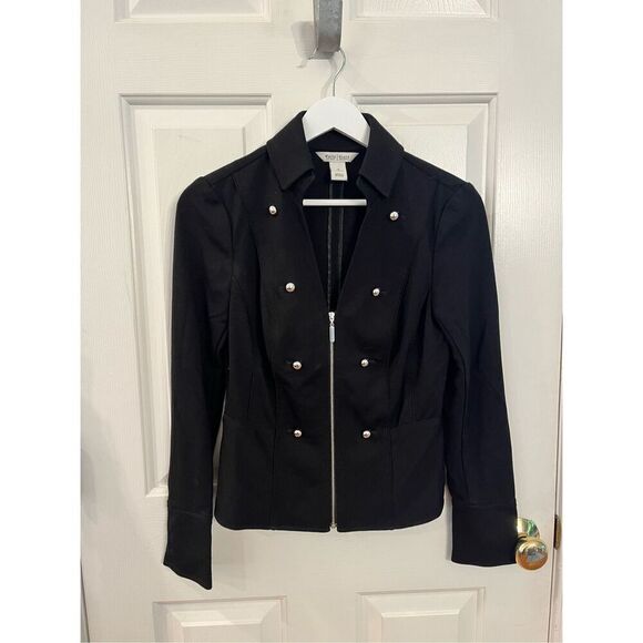 White House Black Market Jackets & Blazers - WHBM Black Jersey Knit Zipper Sleeve Military Jacket sz 4 EUC